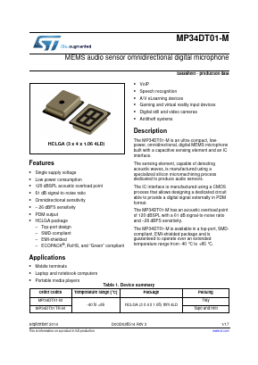 MP34DT01-M Datasheet PDF STMicroelectronics