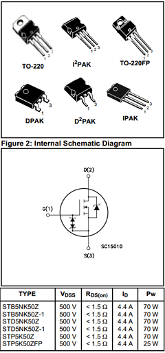 P5NK50Z Datasheet PDF STMicroelectronics