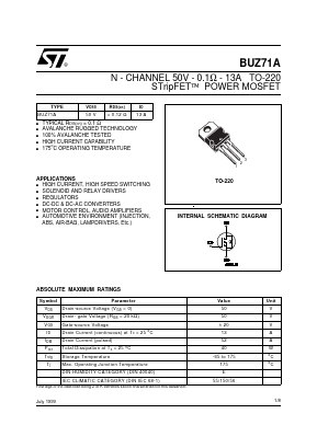 BUZ71A Datasheet PDF STMicroelectronics