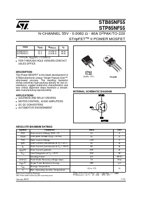 STP85NF55 Datasheet PDF STMicroelectronics