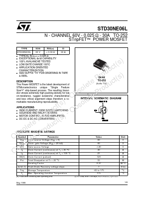 STD30NE06L Datasheet PDF STMicroelectronics