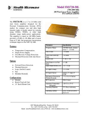SM1720-50L Datasheet PDF Stealth Microwave, Inc.