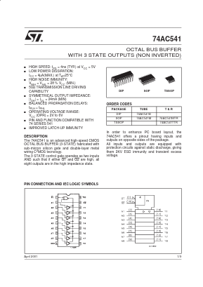 74AC541M Datasheet PDF STMicroelectronics