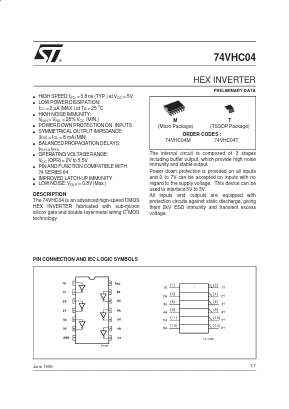74VHC04M Datasheet PDF STMicroelectronics