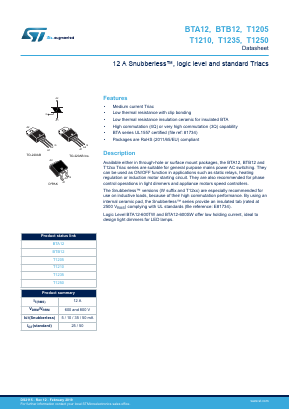 T1210-800R-TR Datasheet PDF STMicroelectronics