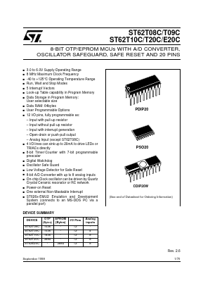 ST6209CM6/XXX Datasheet PDF STMicroelectronics