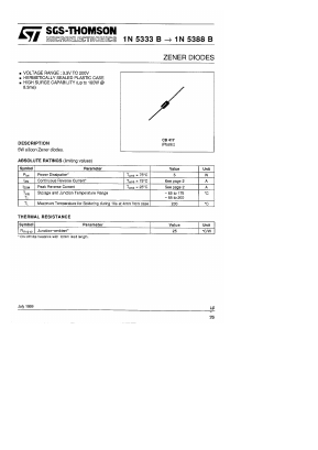 1N5338B Datasheet PDF STMicroelectronics