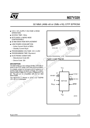 M27V320-100N1 Datasheet PDF STMicroelectronics