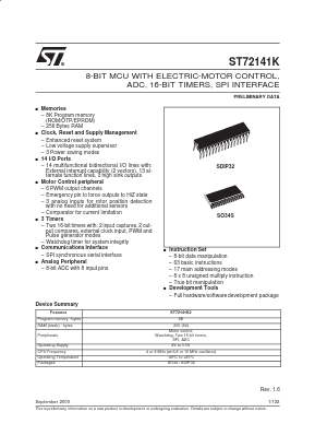 ST72141K2M6 Datasheet PDF STMicroelectronics