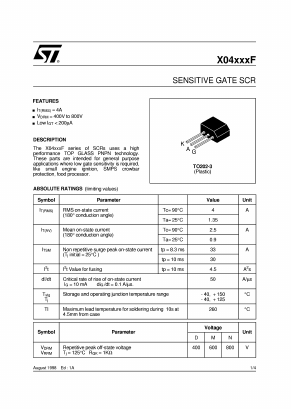 X0403NF Datasheet PDF STMicroelectronics