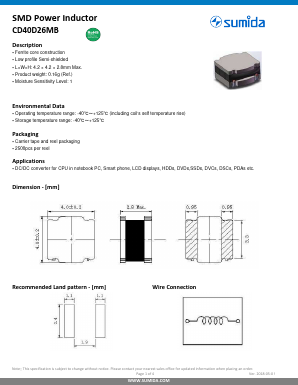 CD40D26MBNP-R33NC Datasheet PDF Sumida Corporation