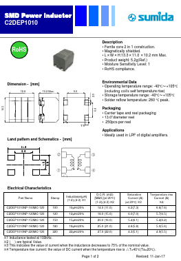 C2DEP1010NP-220MC-120 Datasheet PDF Sumida Corporation