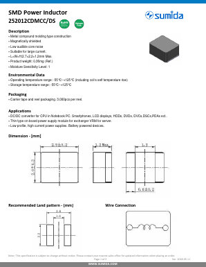 252012CDMCCDS-1R0MC Datasheet PDF Sumida Corporation