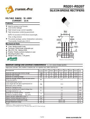 RS203 Datasheet PDF SUNMATE electronic Co., LTD