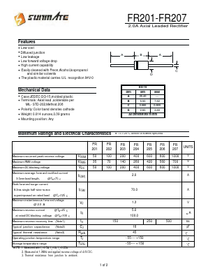 FR206 Datasheet PDF SUNMATE electronic Co., LTD