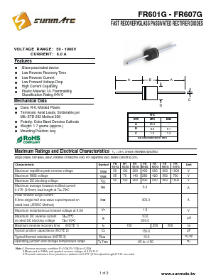 FR601G Datasheet PDF SUNMATE electronic Co., LTD