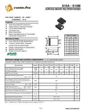 S10A Datasheet PDF SUNMATE electronic Co., LTD