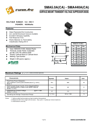 SMA18 Datasheet PDF SUNMATE electronic Co., LTD