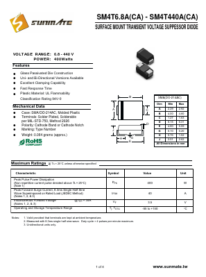 SM4T24C Datasheet PDF SUNMATE electronic Co., LTD