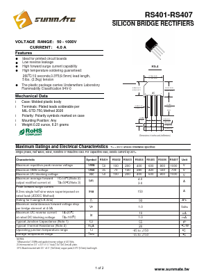 RS401 Datasheet PDF SUNMATE electronic Co., LTD