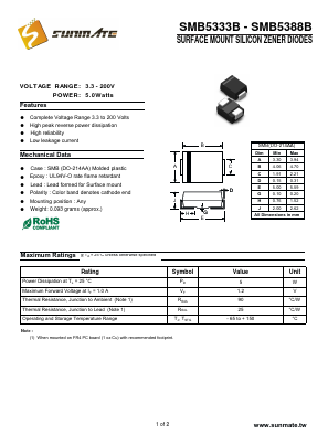 SMB5380B Datasheet PDF SUNMATE electronic Co., LTD