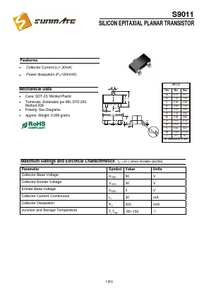 S9011 Datasheet PDF SUNMATE electronic Co., LTD