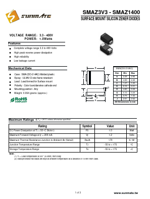 SMAZ82 Datasheet PDF SUNMATE electronic Co., LTD