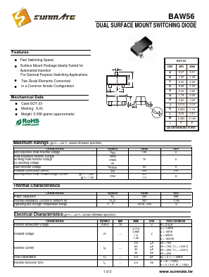 BAW56 Datasheet PDF SUNMATE electronic Co., LTD