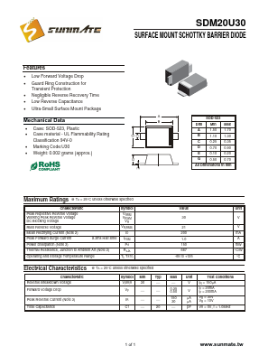 SDM20U30 Datasheet PDF SUNMATE electronic Co., LTD