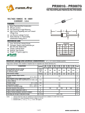 PR3001G Datasheet PDF SUNMATE electronic Co., LTD
