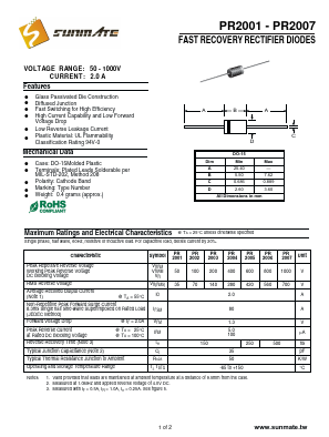 PR2007 Datasheet PDF SUNMATE electronic Co., LTD