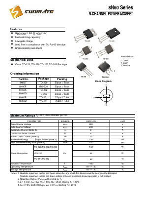 8N60D Datasheet PDF SUNMATE electronic Co., LTD