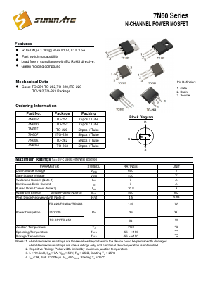 7N60K Datasheet PDF SUNMATE electronic Co., LTD