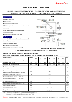 S25VB005 Datasheet PDF Suntan Capacitors