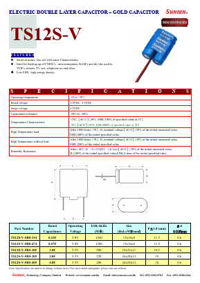 TS12S-V-5R5-205 Datasheet PDF Suntan Capacitors