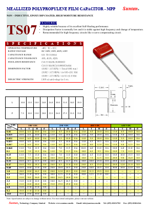 TS07 Datasheet PDF Suntan Capacitors