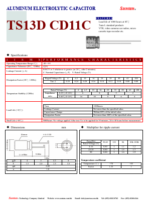 TS13D7-CD11C Datasheet PDF Suntan Capacitors