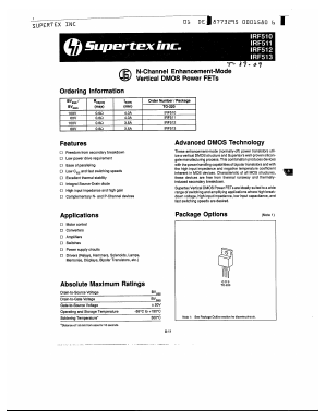 IRF513 Datasheet PDF Supertex Inc