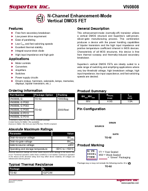 VN0808L-G Datasheet PDF Supertex Inc