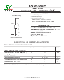 BZX55C Datasheet PDF Changzhou Shunye Electronics Co.,Ltd.