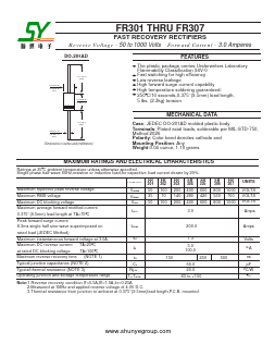 FR302 Datasheet PDF Changzhou Shunye Electronics Co.,Ltd.