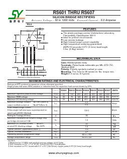 RS603 Datasheet PDF Changzhou Shunye Electronics Co.,Ltd.