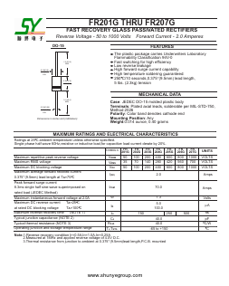 FR206G Datasheet PDF Changzhou Shunye Electronics Co.,Ltd.