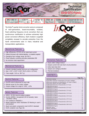 IQ1B070QTC20NRS Datasheet PDF SynQor Worldwide Headquarters