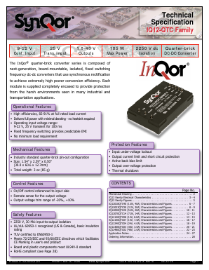 IQ12240QTC04NRS Datasheet PDF SynQor Worldwide Headquarters