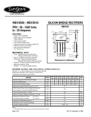 RBV3510 Datasheet PDF SynSemi, Inc.