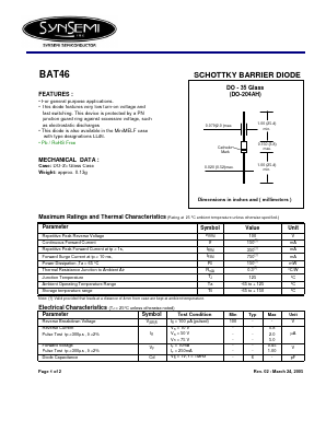 BAT46 Datasheet PDF SynSemi, Inc.