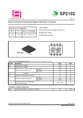 SP2102 Datasheet PDF Samhop Mircroelectronics