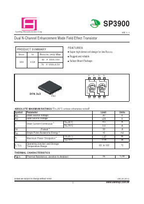 SP3900 Datasheet PDF Samhop Mircroelectronics