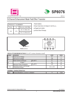 SP8076 Datasheet PDF Samhop Mircroelectronics